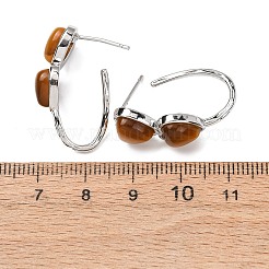 Valentinstag Herzförmige Ohrstecker mit natürlichem Tigerauge&nbsp;EJEW-T053-01P-11