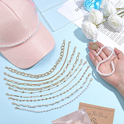 3 bolsa de 3 estilos de cadenas para sombreros de perlas de latón&nbsp;DIY-PH0038-57