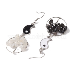 Ohrhänger aus natürlichem Mondstein und natürlichem Obsidian&nbsp;EJEW-JE05743