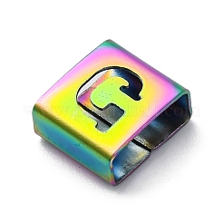 Breloques coulissantes carrées en acier inoxydable 304 avec placage ionique (IP)&nbsp;STAS-L132-20G-M