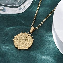Collar con colgante de acero inoxidable 304 con pentagrama de cabra demoníaca&nbsp;NJEW-M096-39G