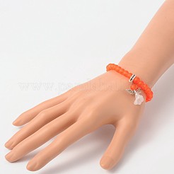 Dehnbare Milchglasperlen Kinder Charm Armbänder für den Kindertag&nbsp;BJEW-JB01769