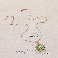 Collane con ciondolo a forma di fiore verde in acciaio inossidabile chirurgico 316 per donna&nbsp;AT0349
