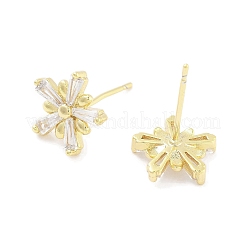 Orecchini a bottone da donna in ottone con micro pavé di zirconi trasparenti&nbsp;EJEW-S217-E04