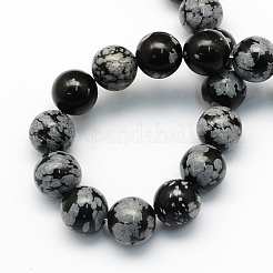 Flocon de neige naturelle perles rondes obsidienne brins&nbsp;G-S172-10mm
