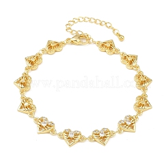 Bracelets à maillons en laiton micro pavé en oxyde de zirconium transparent pour femmes&nbsp;BJEW-A090-09C-G