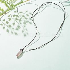 Halskette mit natürlichem Amethyst-Nugget-Anhänger und Rindslederband&nbsp;NJEW-JN03882-01
