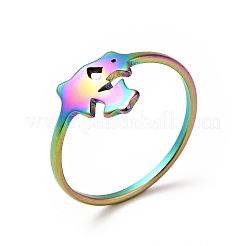 Bague triple étoile en acier inoxydable 201 avec placage ionique (IP) pour femme&nbsp;RJEW-G266-26M