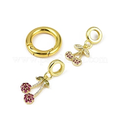 Latón micro pave zirconia cúbicos puerta de primavera anillos&nbsp;KK-M322-07G