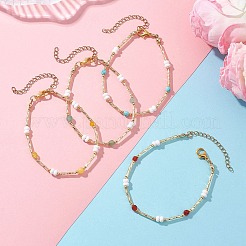 4 bracciale con perline di vetro per donna&nbsp;BJEW-MZ00261