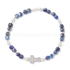 Lapis naturelles bracelets élastiques en perles lazuli&nbsp;BJEW-JB13199-02