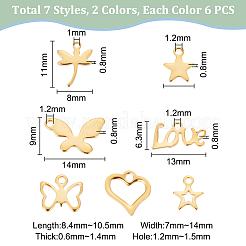 2 Farbe 304 Edelstahl-Charms&nbsp;STAS-UN0019-25