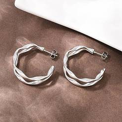 Orecchini a bottone a forma di C a due strati in acciaio inossidabile 304&nbsp;EJEW-P324-11P
