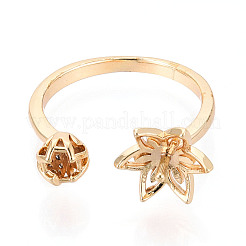 Lotusblume Messing Micro Pave klare Zirkonia Cup Peg Ring Einstellungen&nbsp;KK-T076-19G