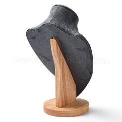Espositori per collane con busto in velluto con base in legno&nbsp;ODIS-Q041-02C-01
