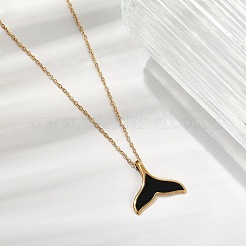 Colliers à chaîne en acier inoxydable 304 et pendentif queue de baleine en plastique avec placage ionique (IP) pour femmes&nbsp;NJEW-P320-11G-01