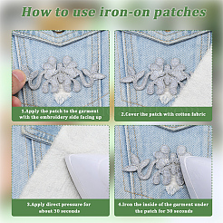 10 pieza de parches de poliéster con flores para planchar o coser&nbsp;DIY-GF0011-76A
