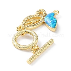 Chiusure a levetta in ottone placcato a cremagliera con micro pavè di zirconi&nbsp;KK-C041-31G