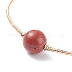 Bracciale rigido con perline rotonde in diaspro rosso naturale&nbsp;BJEW-JB07840-04