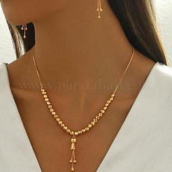 Eleganti orecchini pendenti con nappe in ottone vintage e set di collane con ciondolo per donna&nbsp;MN4192