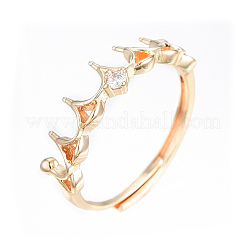 Anelli regolabili in ottone con micro zirconi chiari&nbsp;LS-KK-T062-238G