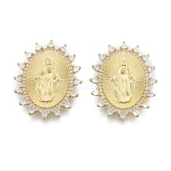 Grandi pendenti in ottone con micro pavé di zirconi chiari&nbsp;KK-G431-03G