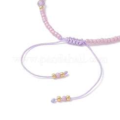 Braccialetti di perline intrecciate con ametista naturale e perline di vetro&nbsp;BJEW-JB12605-01