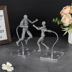 Zusammengebauter rechteckiger PS-Kunststoff-Actionfigurenständer mit verstellbarem Eisenstützarm&nbsp;ODIS-WH0100-12B