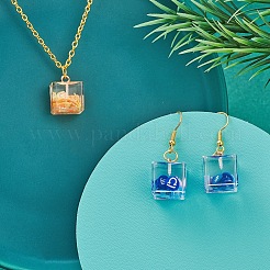 Orecchini pendenti in resina cubo kit fai da te&nbsp;DIY-YW0004-44