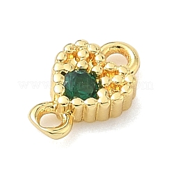 Breloques connecteurs en forme de cœur en laiton pavé de zirconiums cubiques&nbsp;KK-G548-18G-05