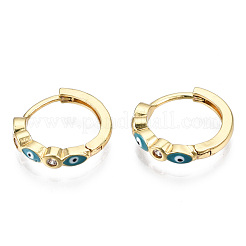 Orecchini a cerchio huggie in zirconi cubici micro pavè di ottone&nbsp;X-EJEW-T014-09G-02-NF