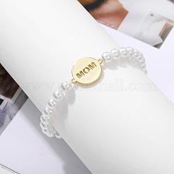 Pulseras de eslabones de latón planas y redondas con la palabra 