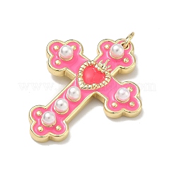 Colgantes de perlas de imitación de latón esmaltado con plástico ABS.&nbsp;LS-KK-Z153-16G-04