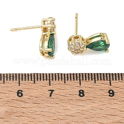 Orecchini da donna in ottone con micro pavé di zirconi cubici&nbsp;EJEW-A167-05G