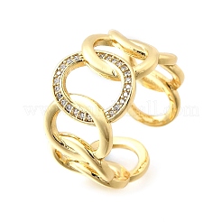 Anelli per polsini da donna in ottone con micro pavé di zirconi cubici&nbsp;RJEW-F184-16G