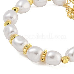 Gestellplattierte Messing- und ABS-Imitationsperlenarmbänder&nbsp;BJEW-B106-16G