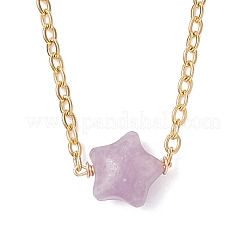 Collane con catena a maglie in acciaio inossidabile 304 con ciondolo a forma di stella in lepidolite naturale&nbsp;NJEW-JN05721