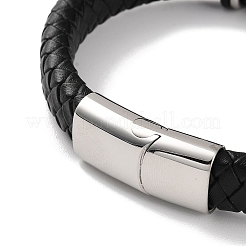 Geflochtene Armbänder aus schwarzem PU-Leder für Herren&nbsp;BJEW-K243-27AS