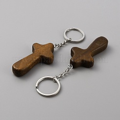 Llavero con colgante de madera natural&nbsp;LS-KEYC-WH0027-107A