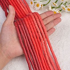 10 filo di 3 perline piatte rotonde fatte a mano in argilla polimerica&nbsp;CLAY-SZ0002-03B
