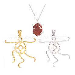 2 Farben 925 Sterling Silber Anhänger unregelmäßige Cabochon-Einstellungen&nbsp;STER-PH0002-02A