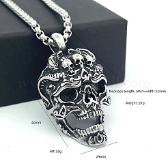 Punk-Retro-Halsketten mit Totenkopfanhänger aus Edelstahl 304 für Herren&nbsp;LS-CH2571