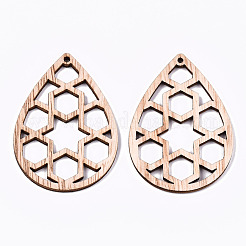 Grands pendentifs en bois creux non finis&nbsp;WOOD-N006-118