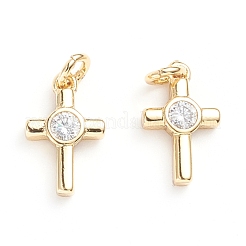 Ciondoli a croce in ottone con micro pavé di zirconi cubici&nbsp;ZIRC-G165-03G