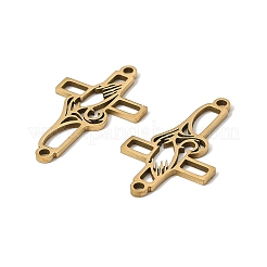 Dijes de conector de eslabones cruzados con forma de mano en oración hueca de acero inoxidable 201&nbsp;STAS-K310-03G