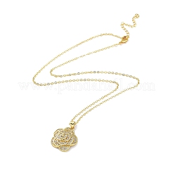 Goldene Messing-Strass-Anhänger-Halskette mit Kabelketten&nbsp;NJEW-P278-A05