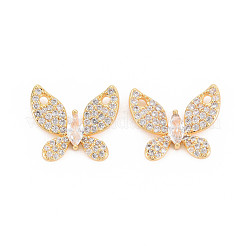 Ciondoli in ottone con placcatura a cremagliera con micro pavé di zirconi chiari&nbsp;KK-N233-196