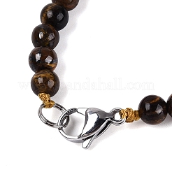 Collares de cuentas redondas y cónicas de ojo de tigre natural&nbsp;NJEW-N064-03D
