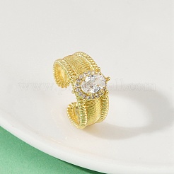 Anelli da donna aperti con micro pavé di zirconi cubici in ottone&nbsp;RJEW-U059-01G-02