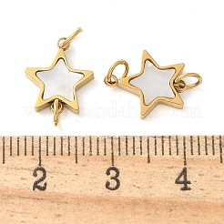 Dijes de conector de estrella de concha blanca natural pavé de acero inoxidable 304&nbsp;STAS-Q345-34G